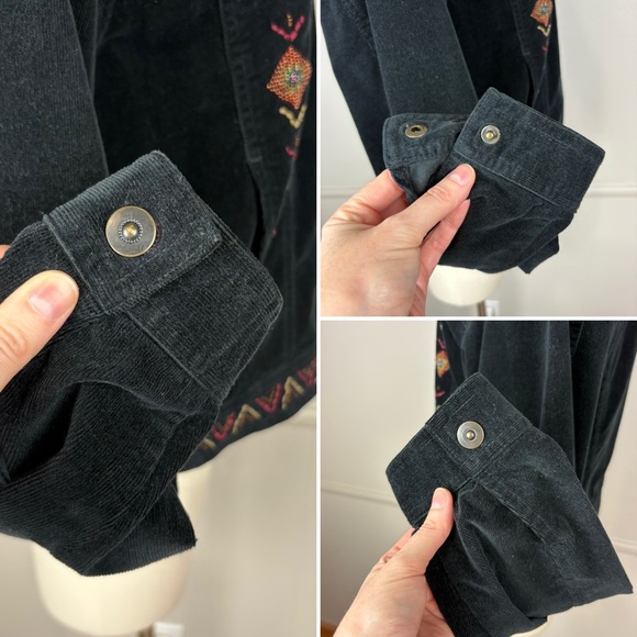 Carole Little Sport Azteca Corduroy Jacket Size 14 Black Beaded Native American - Picture 11 of 17